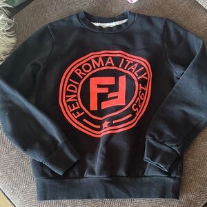Fendi kids Sweater in Black with neon pink  Logo sz 8A